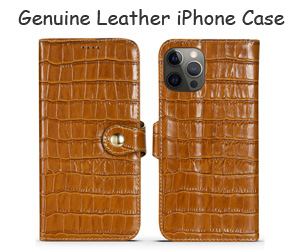 Genuine Leather Card Holder iPhone Case Crocodile Pattern