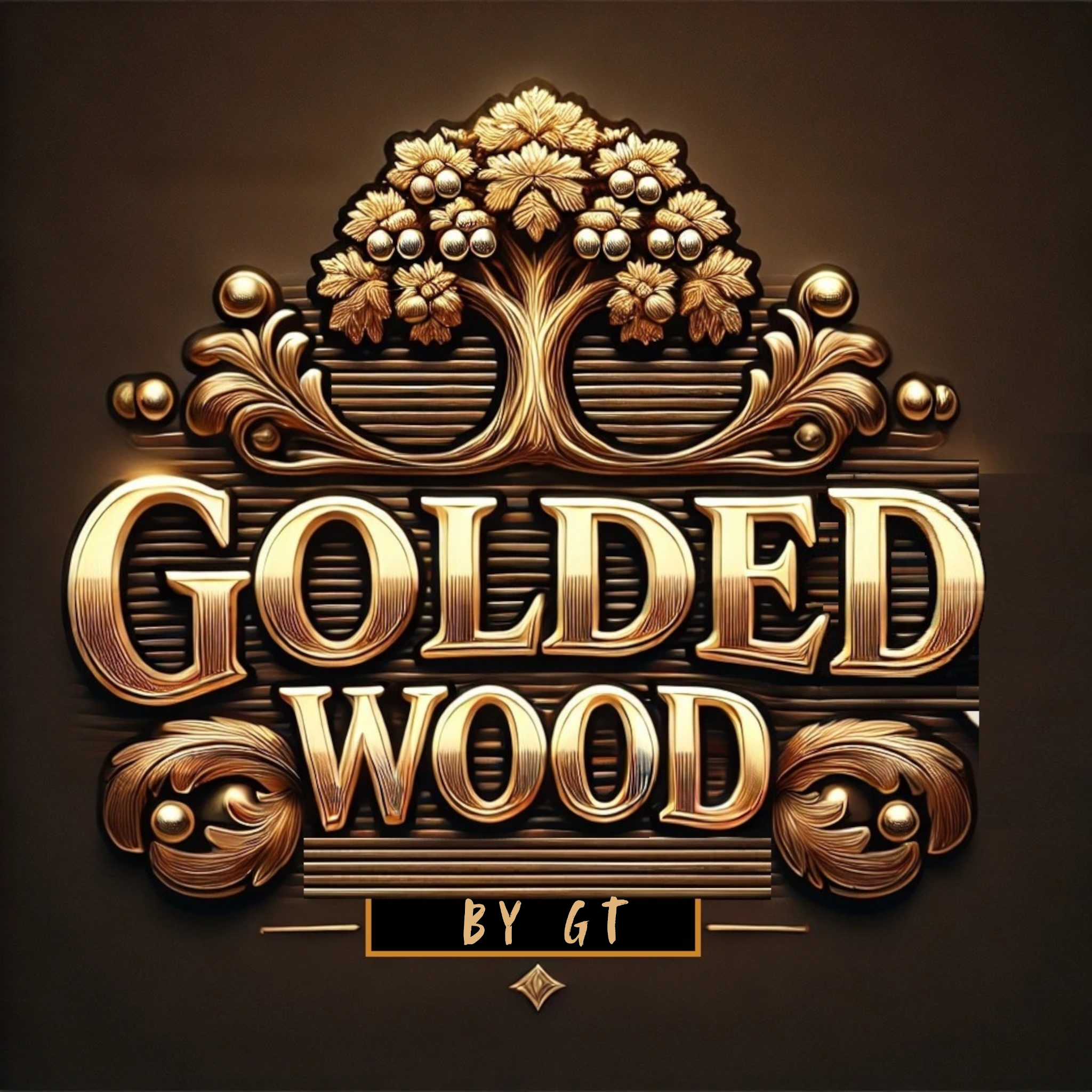 Golded wood logo